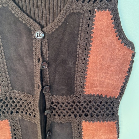 Vintage Leather and Knit Button Vest - Picture 3 of 7